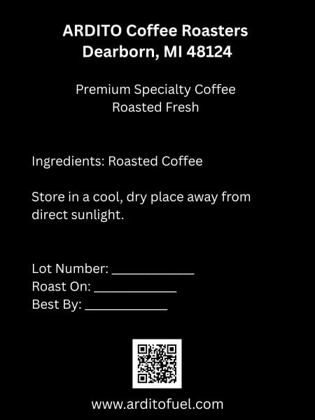 Freshly roasted ARDITO coffee bag with roast date