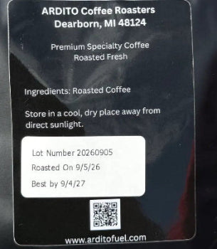 ardito coffee roasters bag with roast date