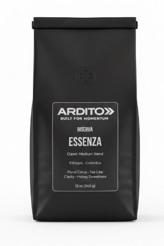 rdito Riserve Essenza coffee bag — medium roast, Ethiopia Colombia, floral citrus tea-like clarity honey sweetness, 12oz